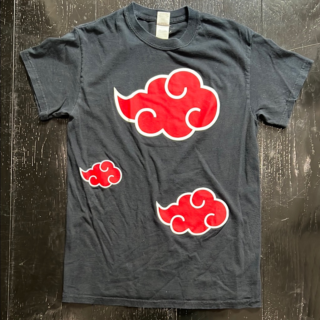 Black Naruto Shippedun Red Anti-Leaf Cloud T-Shirt